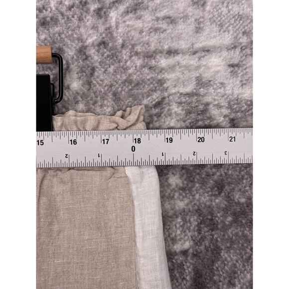 New J Crew Pants Large Womens Linen Drawstring Wide Leg Side Stripe Crop - Picture 3 of 8